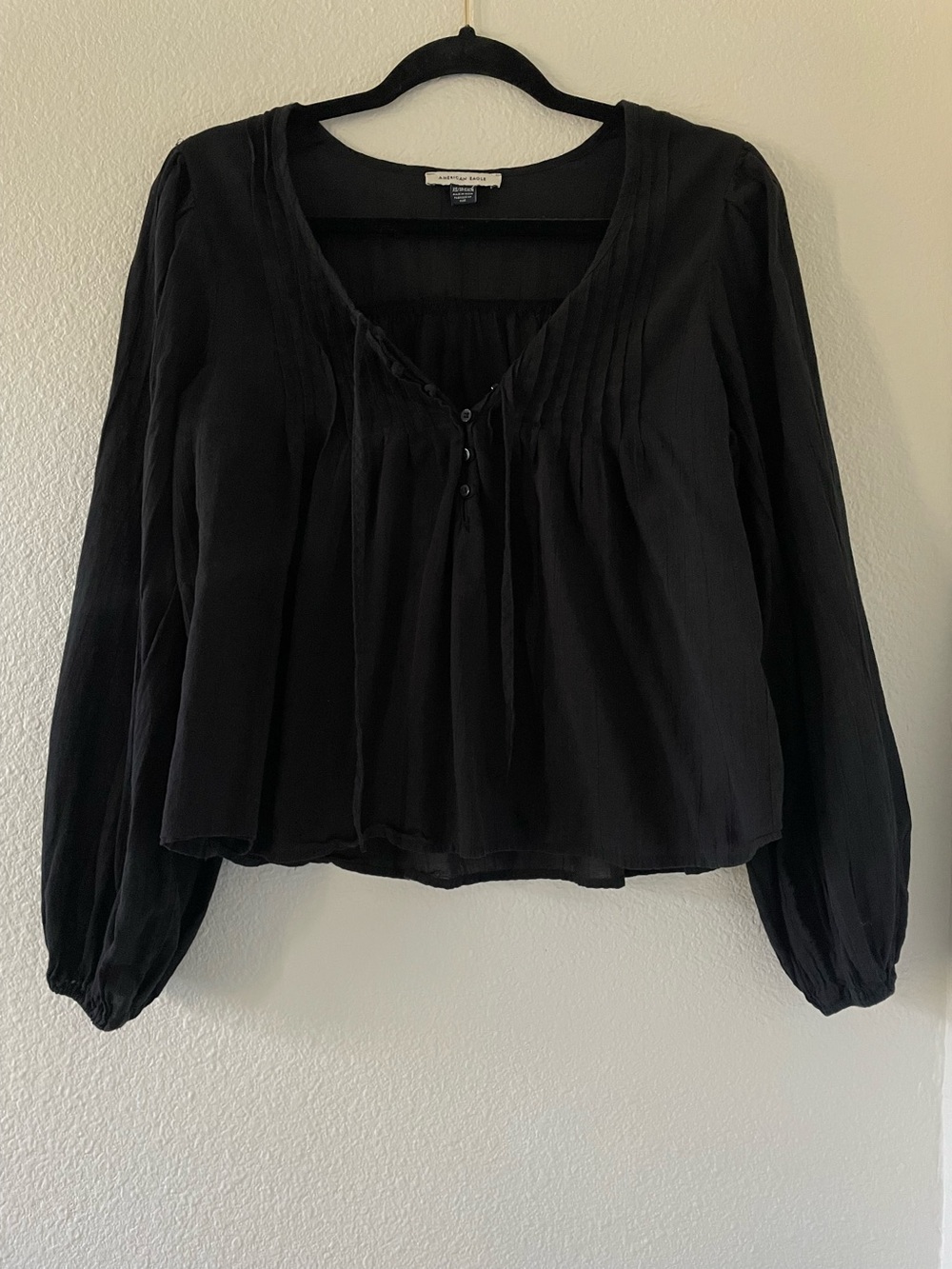 American eagle long sleeve breezy boho blouse XS black